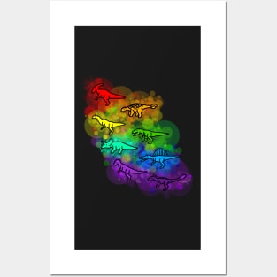 Rainbow Dinosaurs Posters and Art